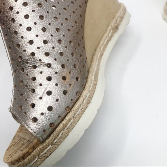 Pikolinos Bali Metallic Wedge Laser Cut Leather Open Toe Sandals Shoes 40 9.5 - Picture 12 of 15